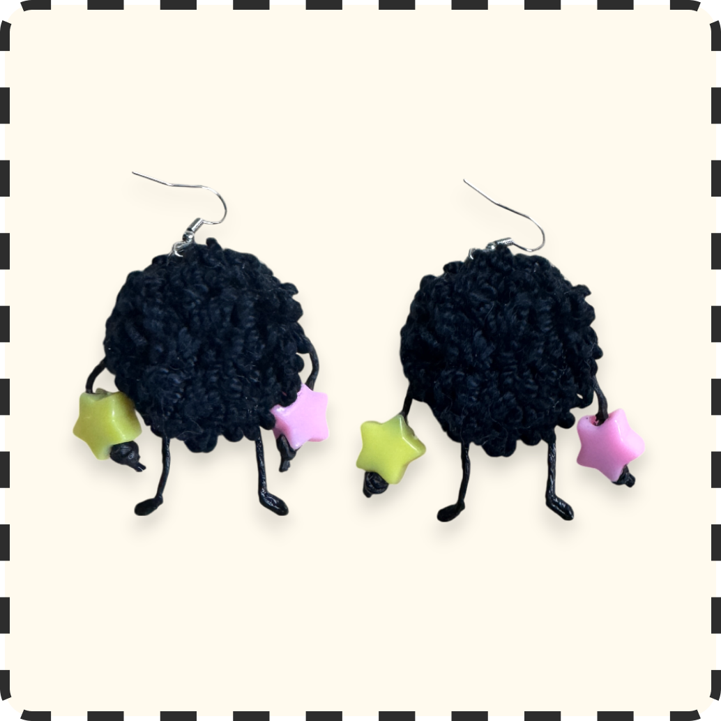 Soot Sprites Punchneedle Earrings⚫️