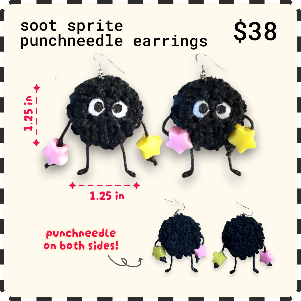 Soot Sprites Punchneedle Earrings⚫️