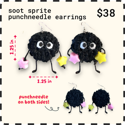 Soot Sprites Punchneedle Earrings⚫️
