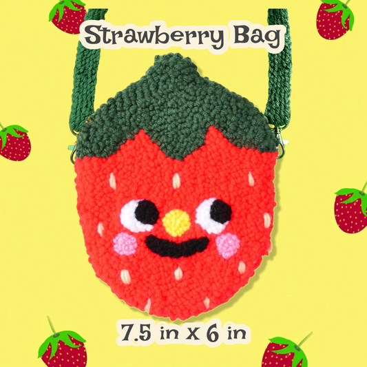 Strawberry Punchneedle Bag | Handtufted Purse 🍓