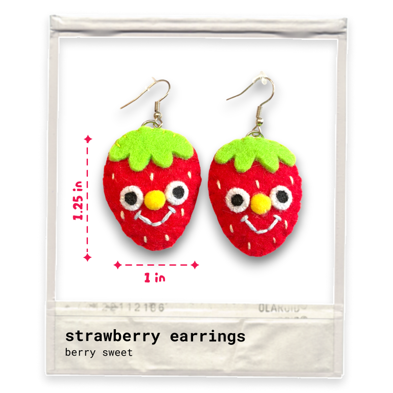 Strawberry Felt Earrings 🍓