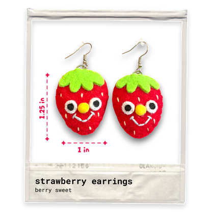 Strawberry Felt Earrings 🍓