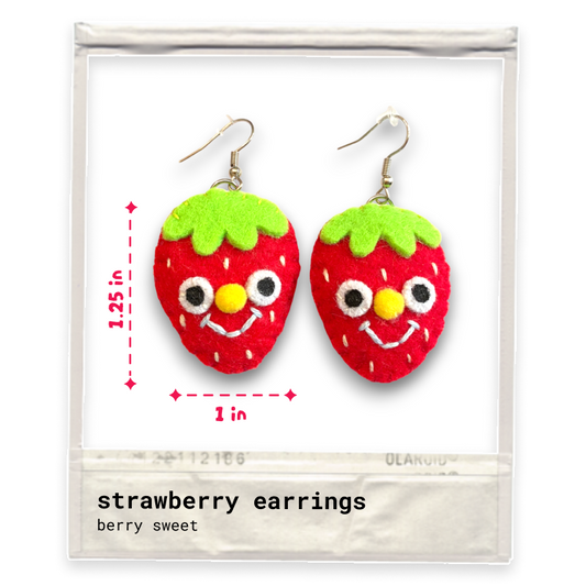 Strawberry Felt Earrings 🍓