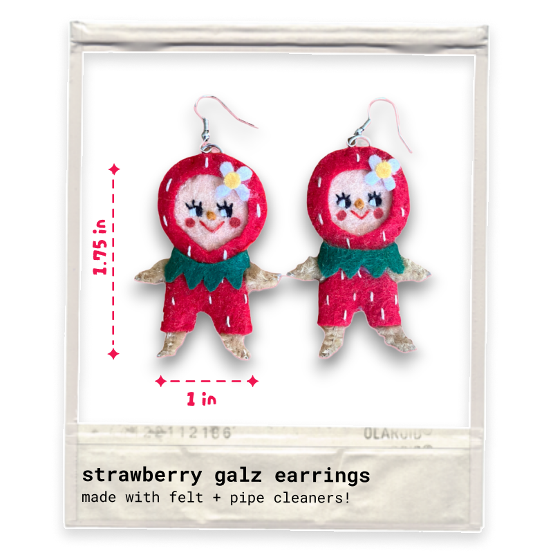 Strawberry Girls Felt Earrings 🍓👯‍♀️