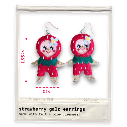 Strawberry Girls Felt Earrings 🍓👯‍♀️
