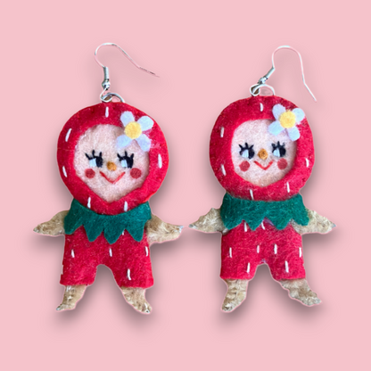 Strawberry Girls Felt Earrings 🍓👯‍♀️