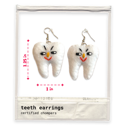 Teeth Felt Earrings 🦷