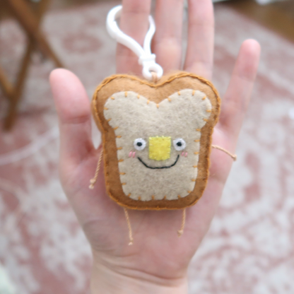 Buttery Toasty Bread Felt Bag Charm