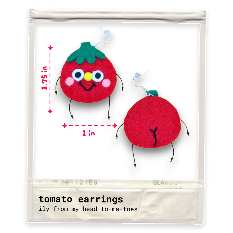 Tomato Fruity Booty Felt Earrings 🍅