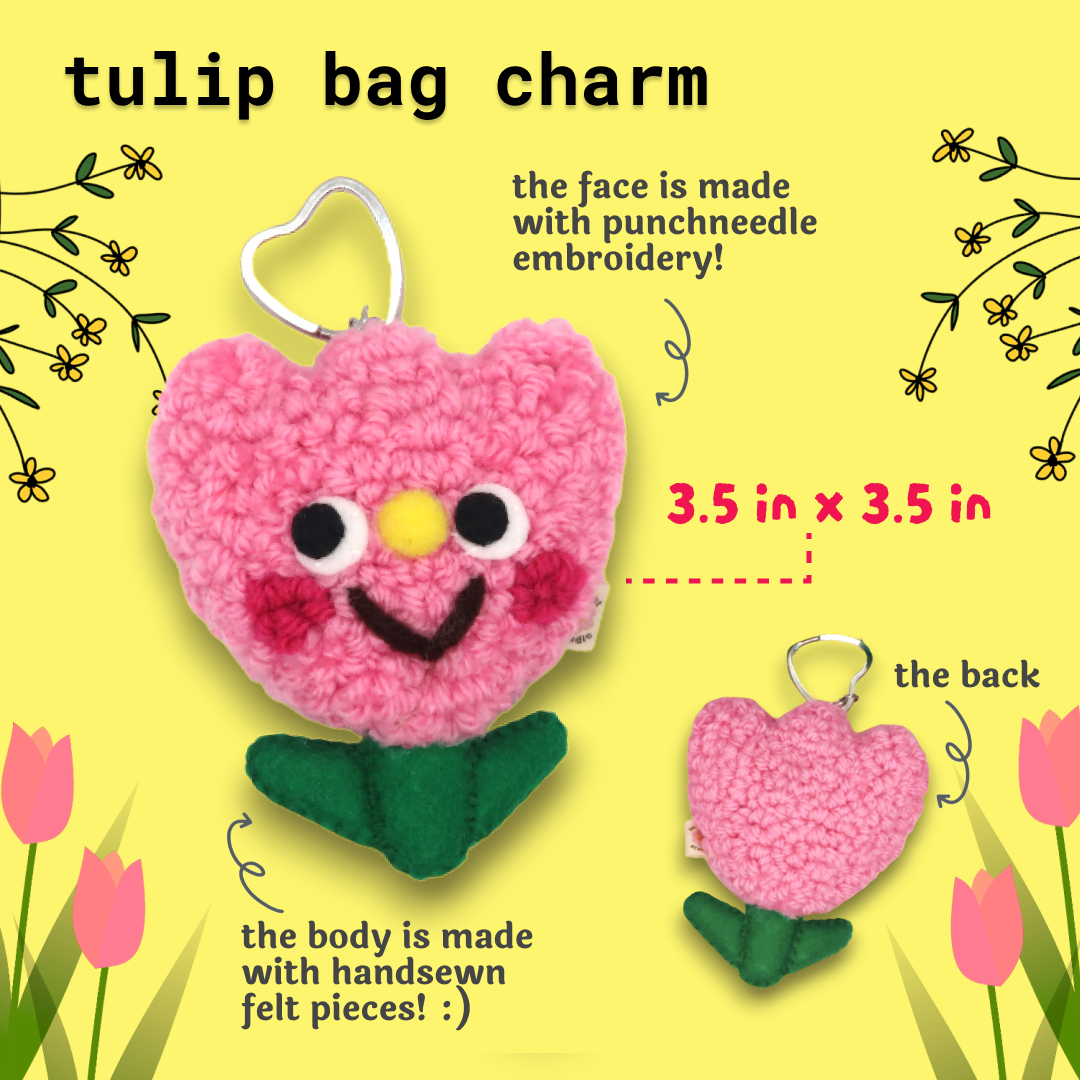 🌷 Tulip Punchneedle Bag Charm | Keychain 💓