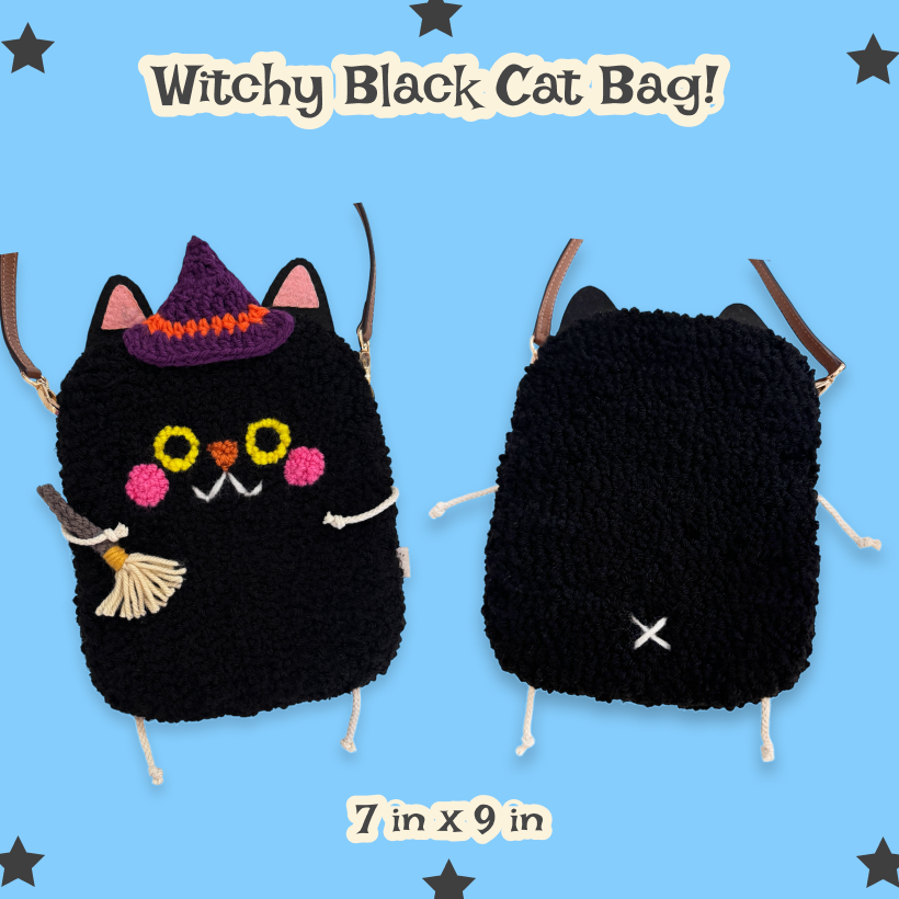Witchy Black Cat Bag 🐈‍⬛  | Fiber Art Purse