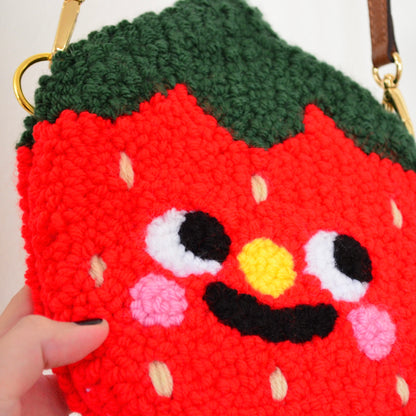 Strawberry Punchneedle Bag | Handtufted Purse 🍓