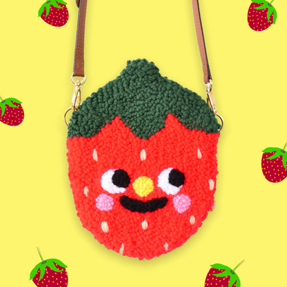 Strawberry Punchneedle Bag | Handtufted Purse 🍓