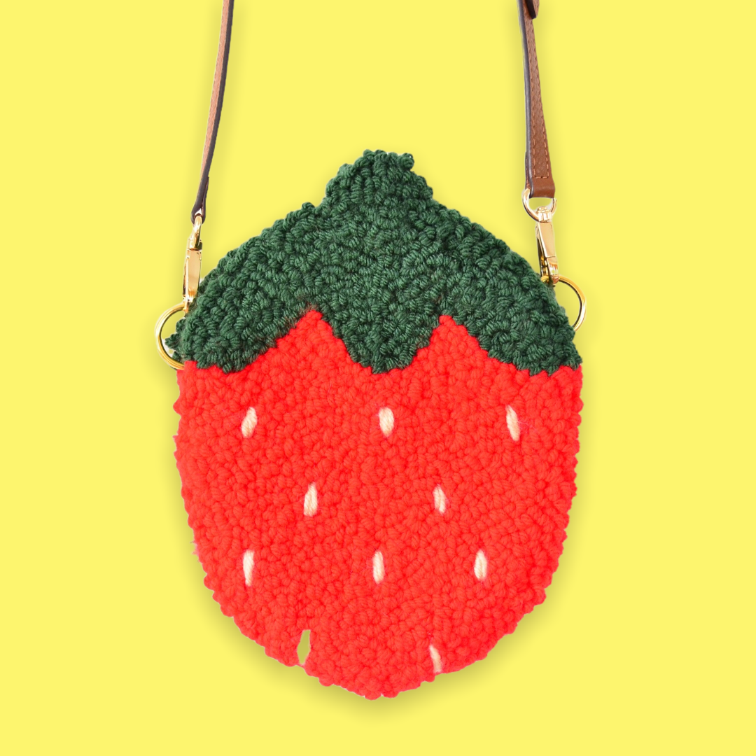 Strawberry Punchneedle Bag | Handtufted Purse 🍓