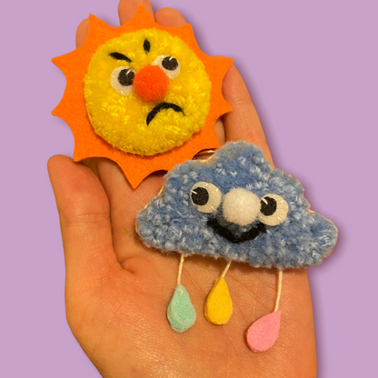 Grumpy Sun + Cheery Cloud Pin Pair☀️☁️