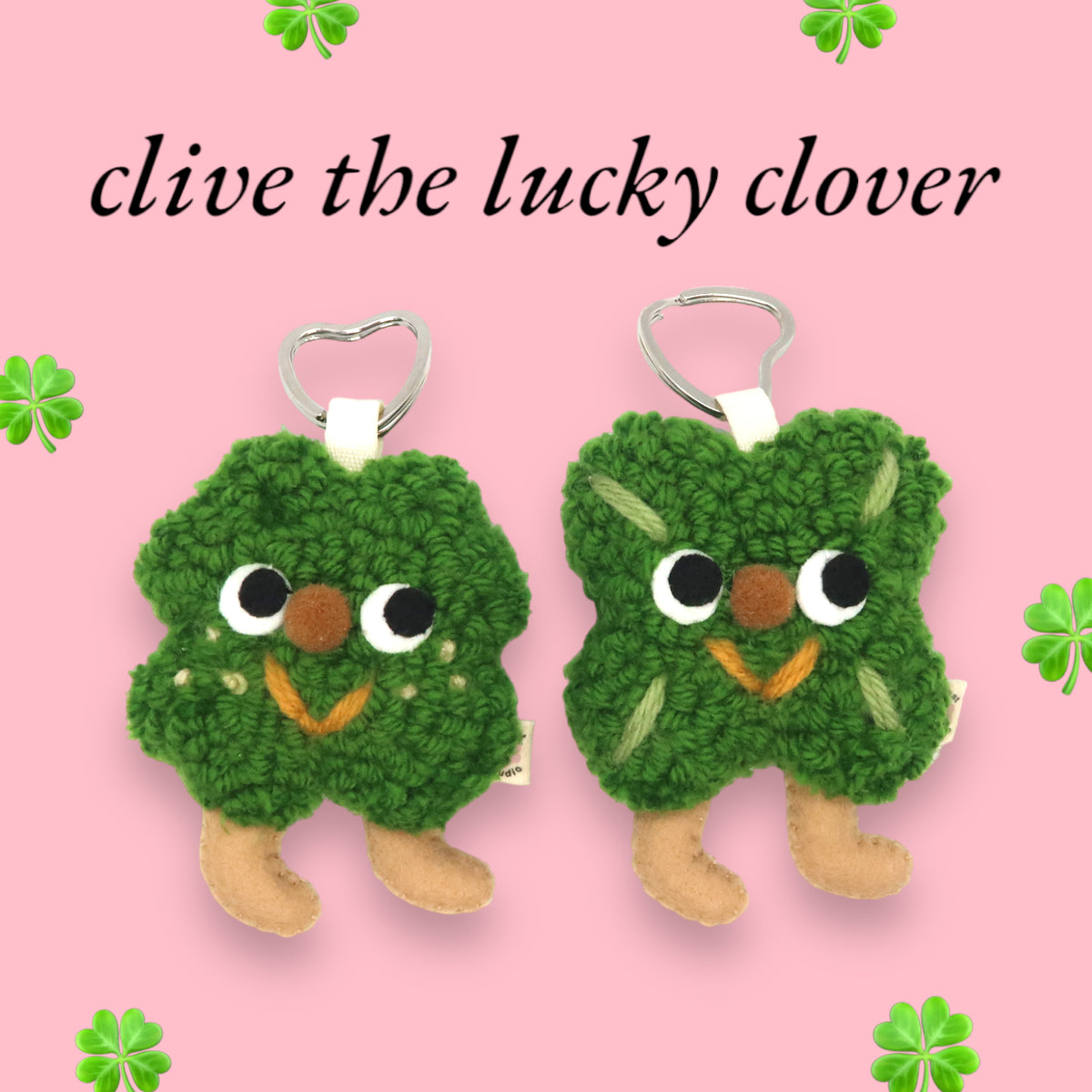 🍀Clive Clover Punchneedle Bag Charm🍀